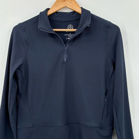 Move Theory Ribbed Crop Pullover 1/4 Zip Activewear Top Navy Blue Womens Large - Picture 3 of 9